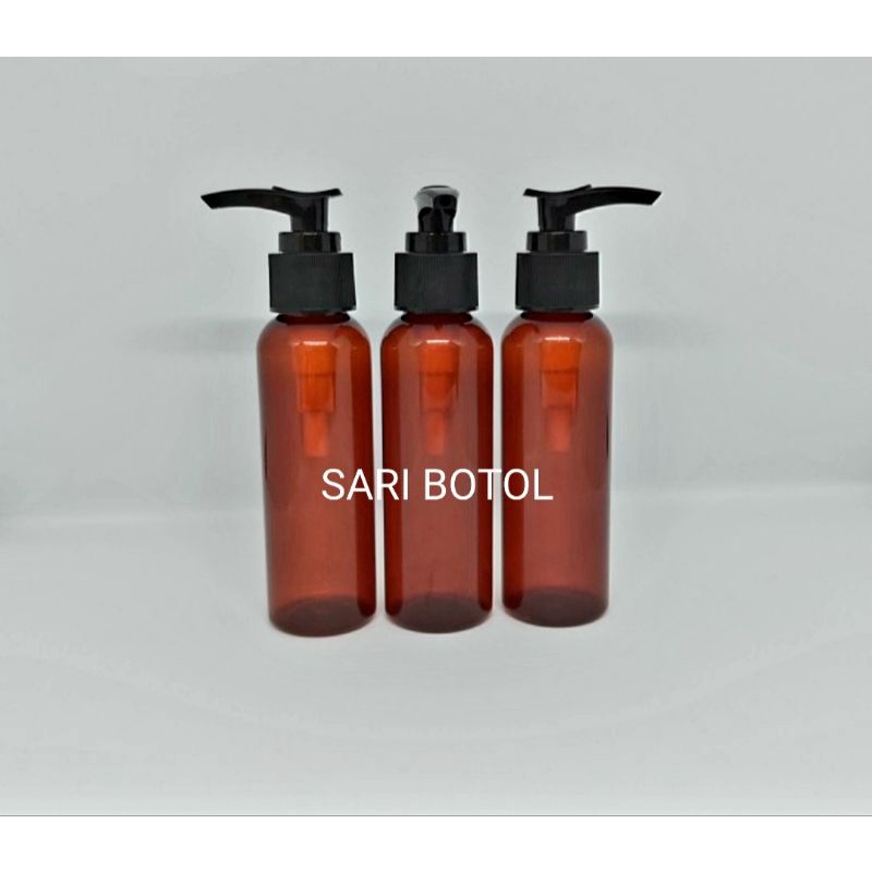 BOTOL PUMP 100ML COKLAT AMBER
