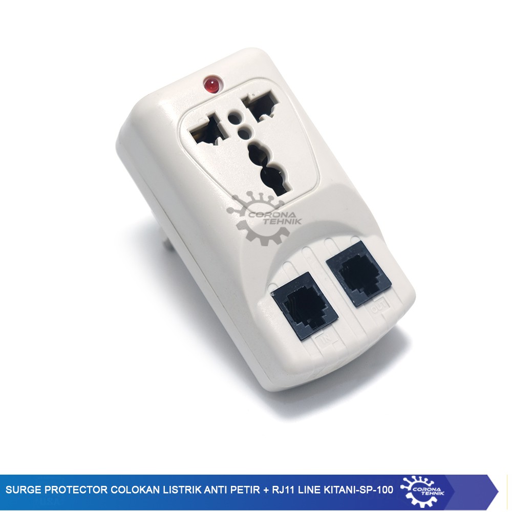 Colokan Listrik Surge Protector Anti Petir + RJ11 Line - Kitani SP-100