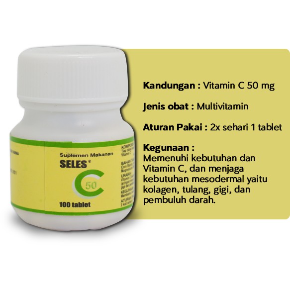 Selkom C I Seles C I Vitamin C 25Gr Kemasan Botol Isi 100pcs