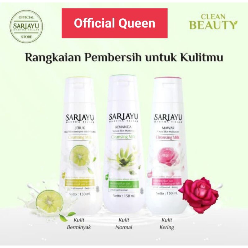 Sariayu Cleansing Milk 150ml Besar Sari ayu Pembersih wajah alami Cleanser muka Sari ayu Martha Tilaar Skincare BPOM