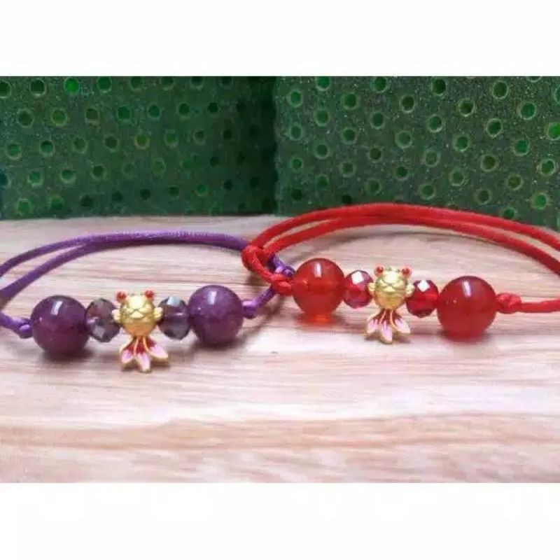 Gelang kristal ikan koi mini emas hongkong HK 24Karat 999 ORIGINAL