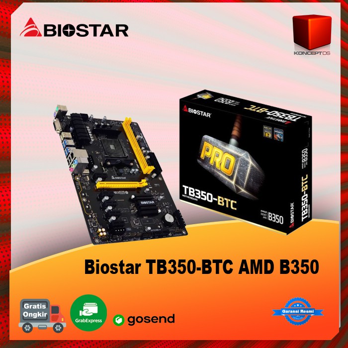 Biostar TB350-BTC AMD B350 Mining Motherboard + 6 VGA RISER CARD (Motherboard)