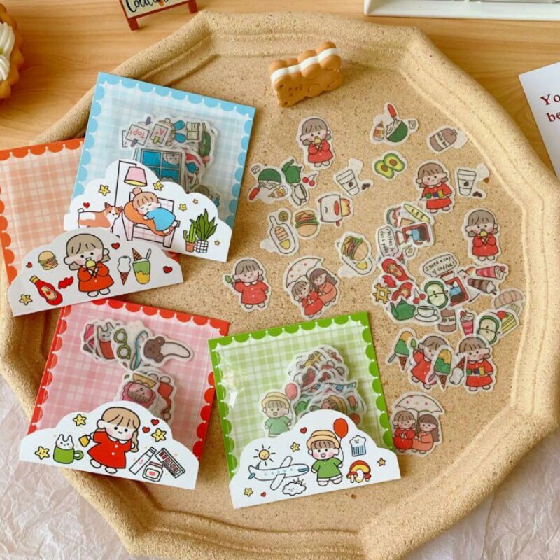 Washi deco stiker kartun lucu gaya korea