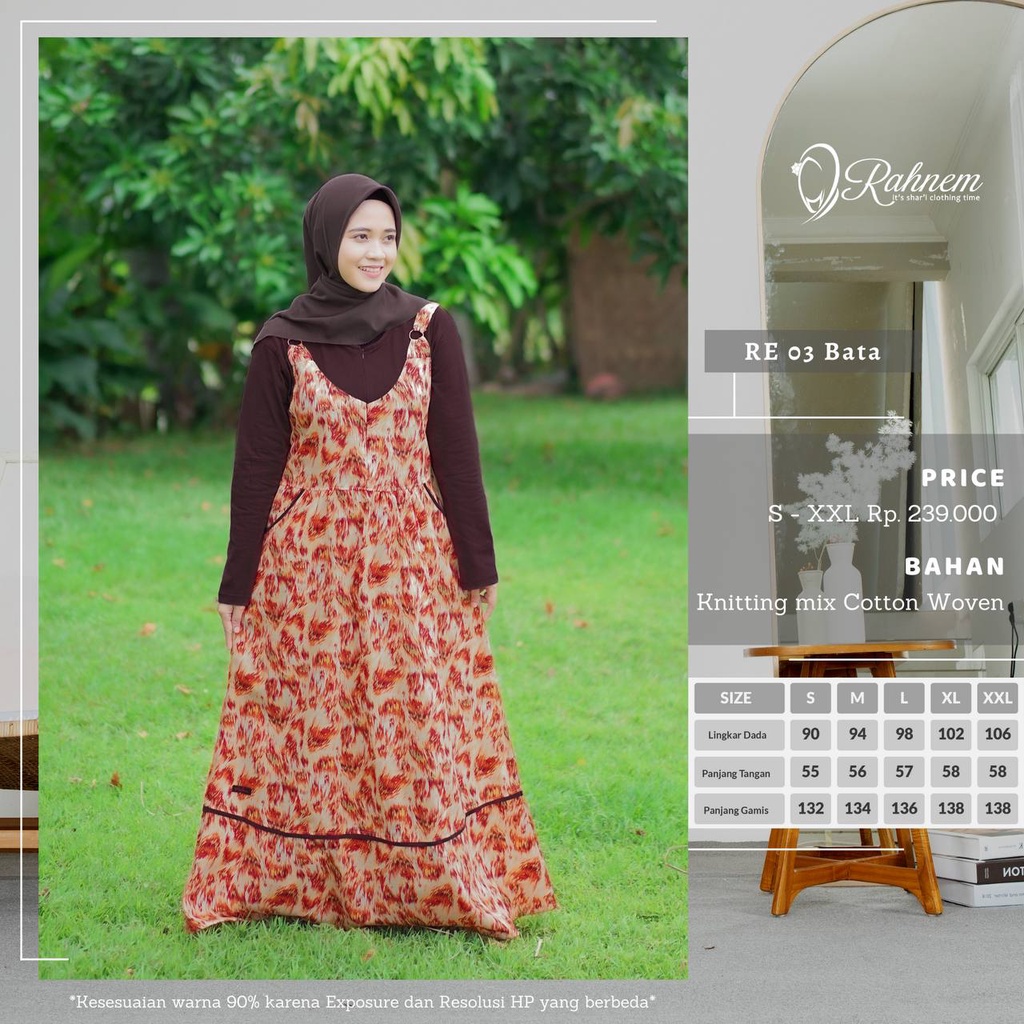 Gamis Rahnem RE 03 / Fashion Muslim Gamis Terbaru 2022