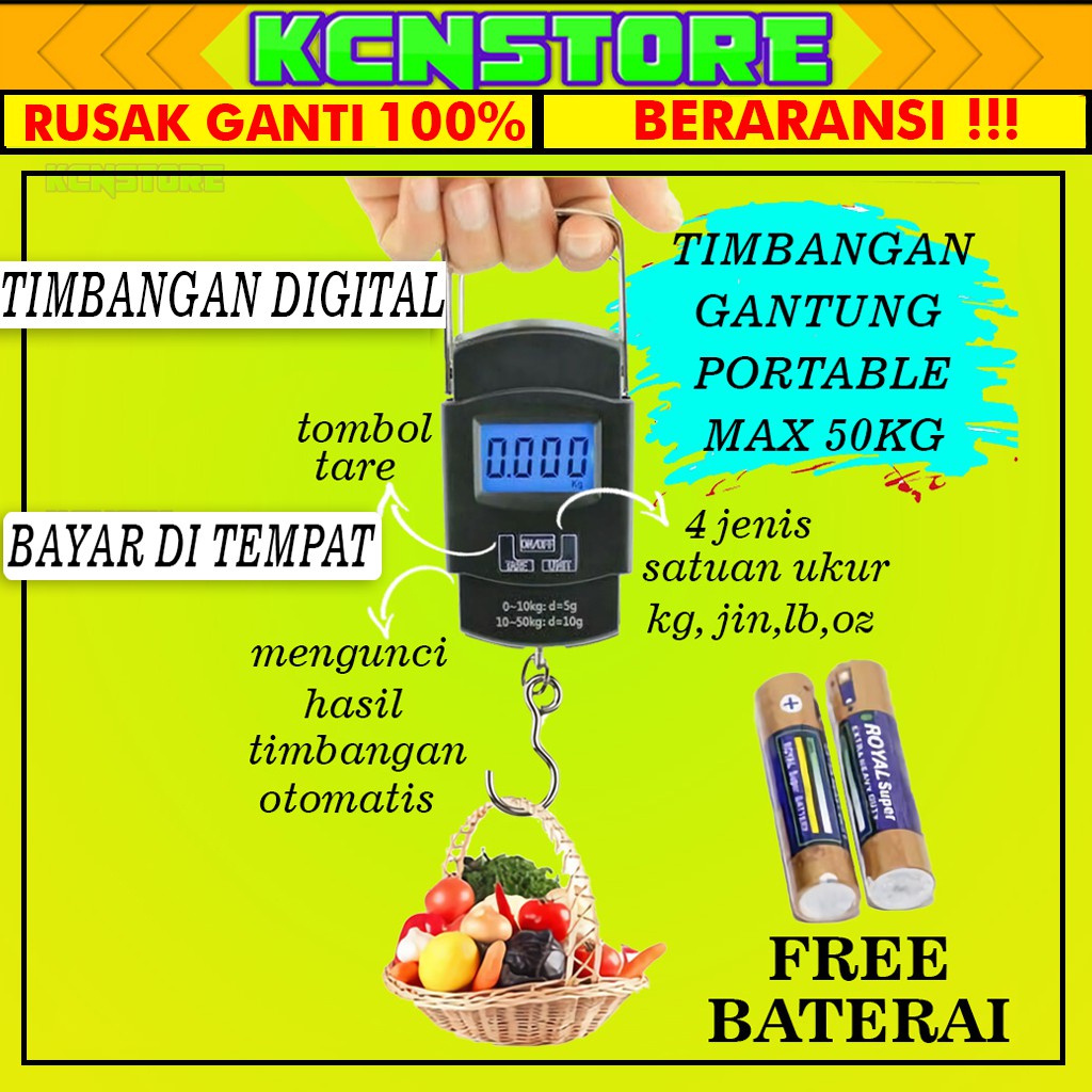 TIMBANGAN GANTUNG DIGITAL 50KG TIMBANGAN DIGITAL WEIGHING SCALE GANTUNG PORTABLE MINI IKAN