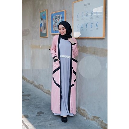 HOPYLOVY Gamis Abaya Wanita Maxi Dress Freya Bahan Natalia Crepe