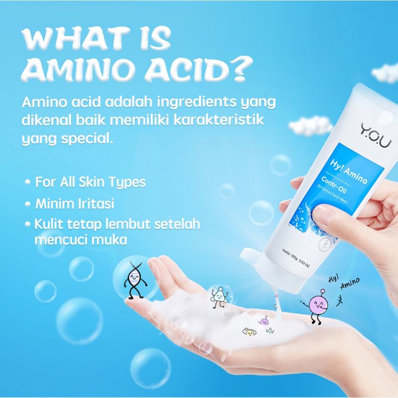 You Hy! Amino Oil Control Hydrating Facial Wash You Sabun Cuci Muka You Whitening Glowing