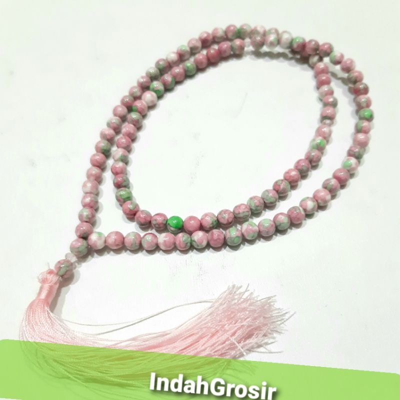 TASBIH BATU PIRUS PINK 99BUTIR 6MM ORIGINAL