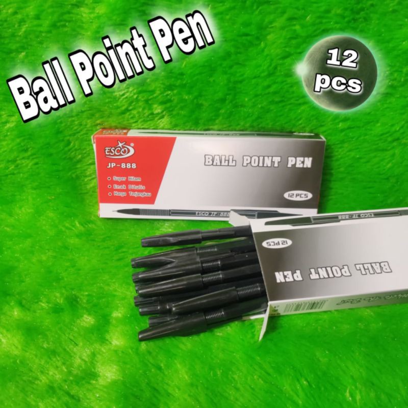 

pulpen hitam esco (isi 12 pcs) | ball point pen