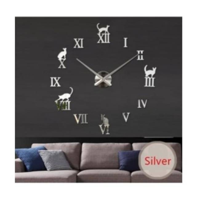 Jam Dinding Besar DIY Giant Wall Clock Quartz Creative Design Model Kucing