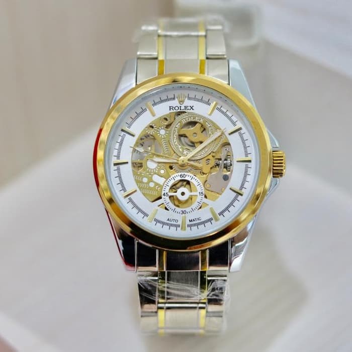 Jam Tangan Rolex Automatic Pria Silver - 3 Pilihan Warna Model Garis