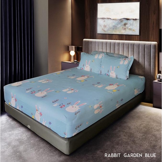 Celina by King Rabbit 100% Cotton Silk Sprei 100x200 cm - Rabbit Blue Termurah