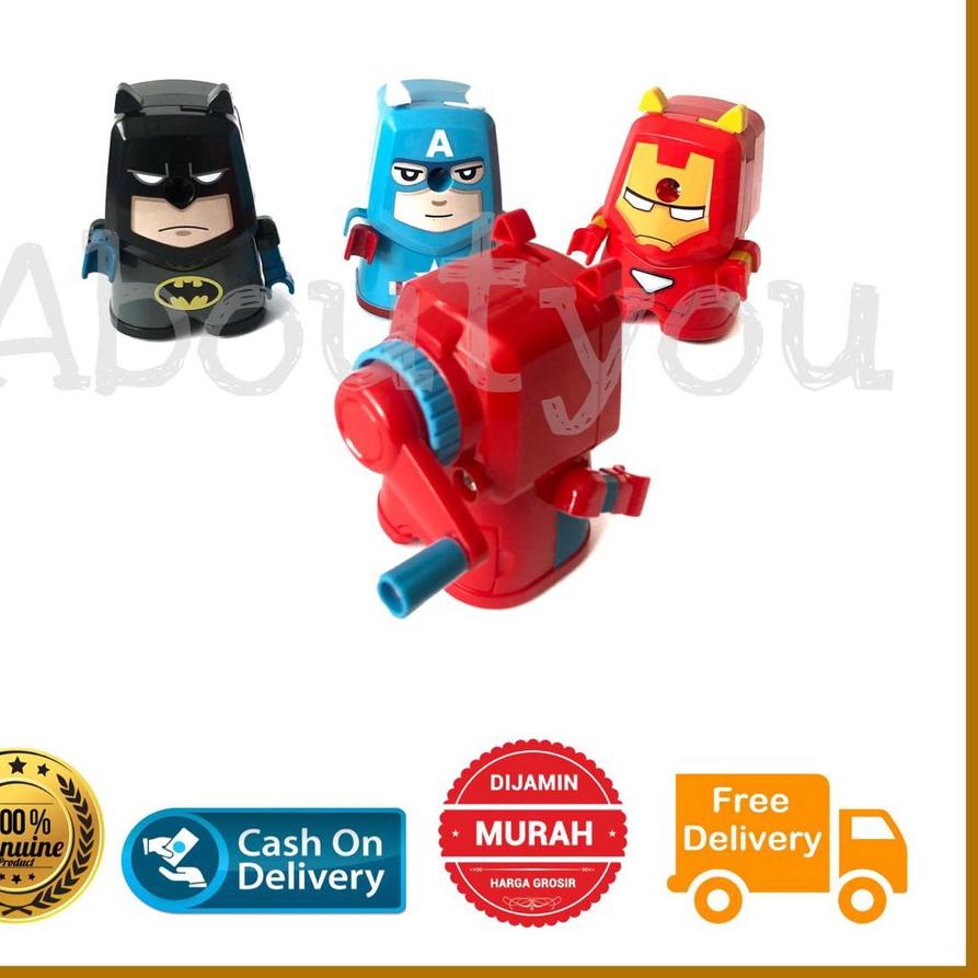 

Recomend Rautan Serutan pensil Putar meja karakter fancy SUPER HERO unik besar