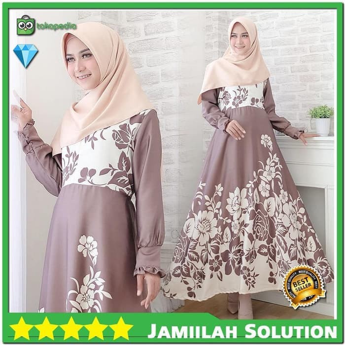 Gamis Remaja Modern Syari Wanita Muslimah Pinggang Belakang Karet Ad