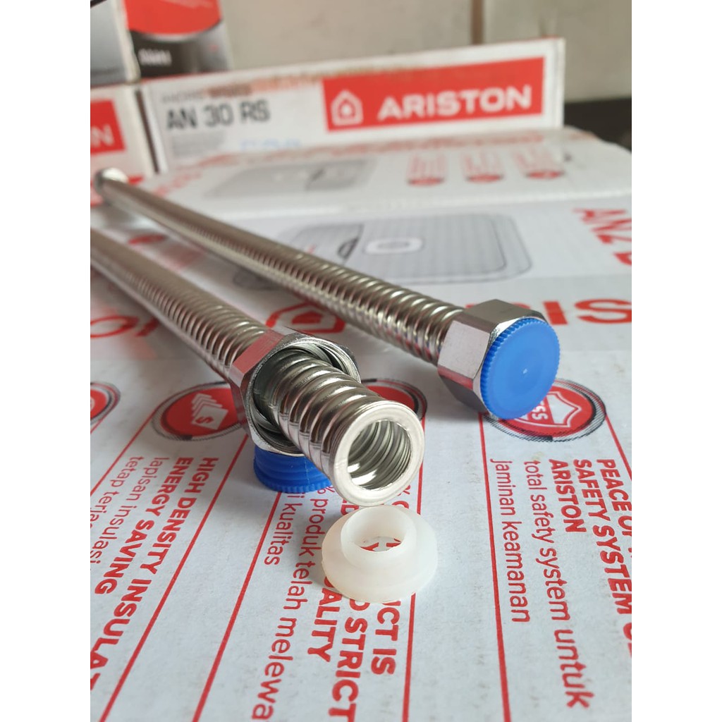 Flexible kaku everton 50 cm untuk air panas water heater ariston, rinnai, rheem, modena