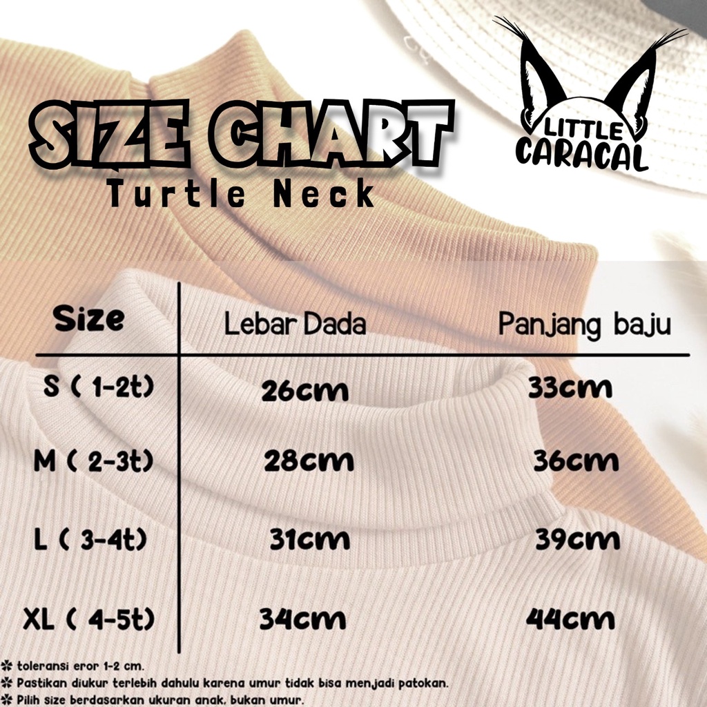 LITTLE CARACAL TURTLENECK BAJU ANAK BAJU ATASAN KAOS ANAK TURTLENECK UNISEX PAKAIAN FASHION ANAK  1 - 5 TAHUN