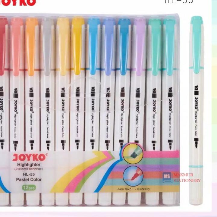 

{Original} Highlighter/Stabilo/Penanda Joyko Pastel HL-55 1 Set isi 12 Pcs Warna