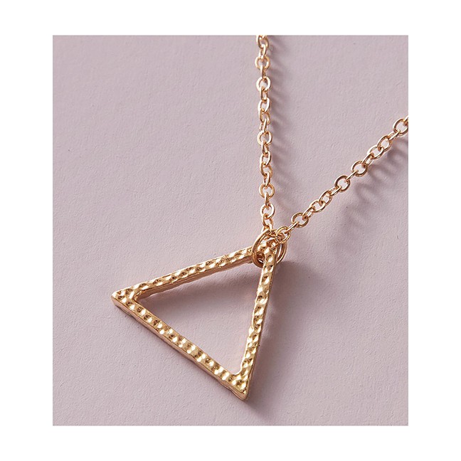 LRC Kalung Fashion Gold Color Triangle Alloy Cross Multilayer Necklace P14794