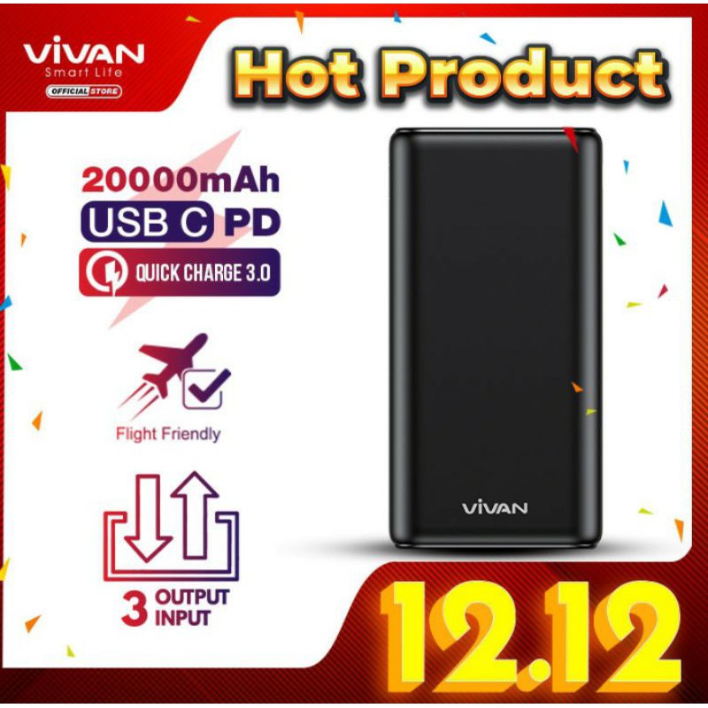 Powerbank 20000mah  ORI VIVAN VPB Dual USB VIVAN 3