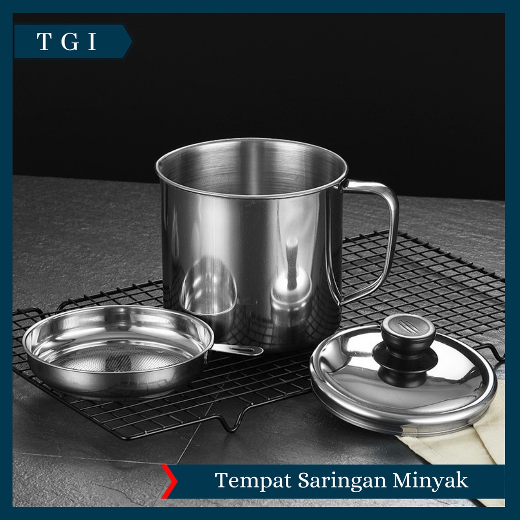 TGI - OIL POT SARINGAN STAINLESS MINYAK GORENG SISA WADAH JELANTAH 1.3 L