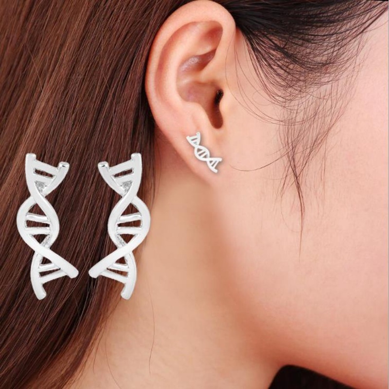 Anting Tusuk Gantung Wanita Desain Dna Spiral Ganda Untuk Hadiah