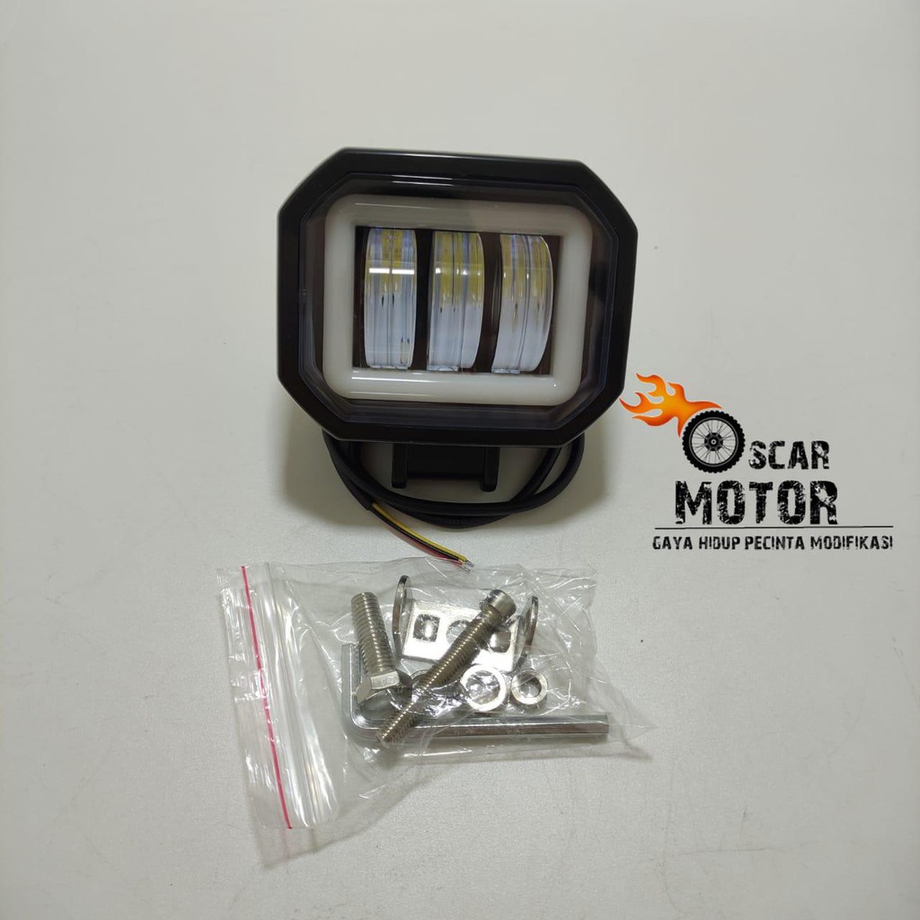 Lampu Tembak 4D Kotak 4531 3 Lensa Mata Sorot CREE Angel Eye LED CWL Universal motor