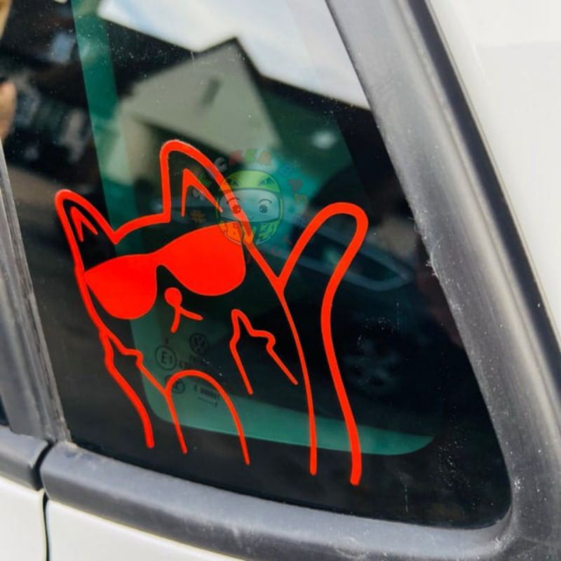 Sticker kucing keren cuting sticker kucing kacamataan 2 variasi ukuran