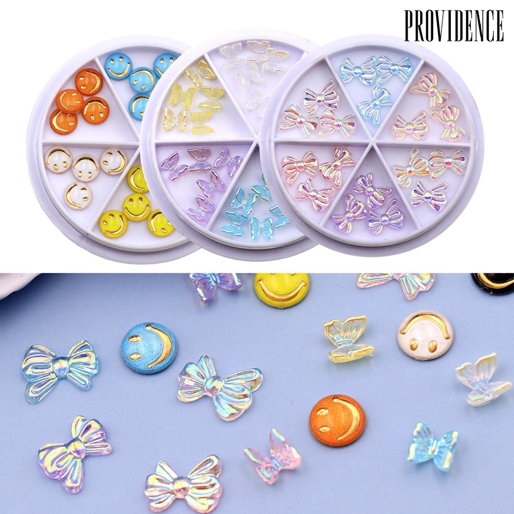 Providence 1 Box Aurora Nail Bowknot Decoration Fashion Persistent Acrylic Glitter 3D Nail Bow Ornament for Female