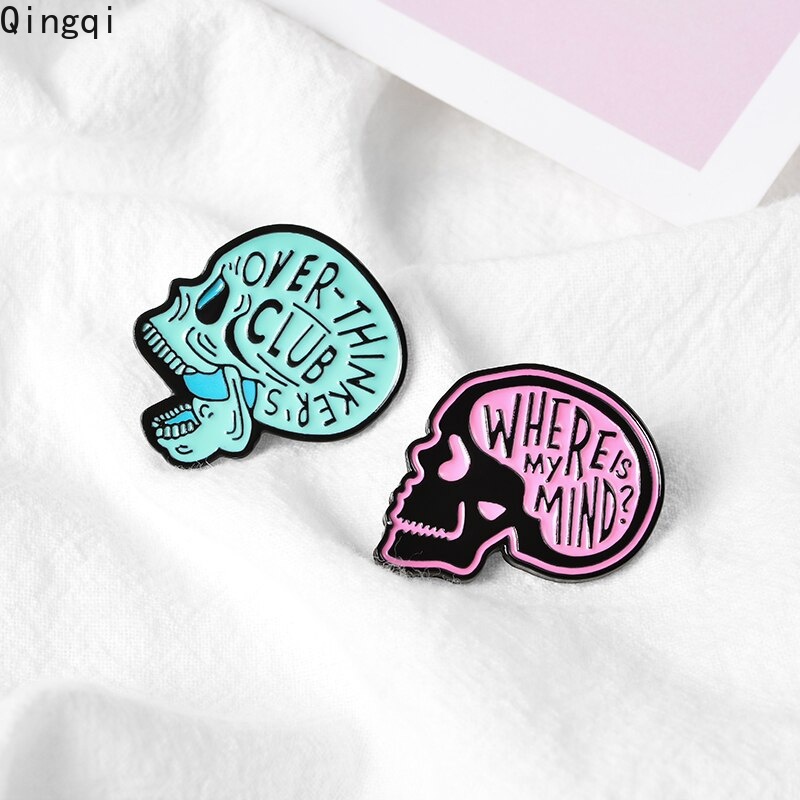 Bros Pin Enamel Bentuk Tengkorak Overthink Untuk Hadiah