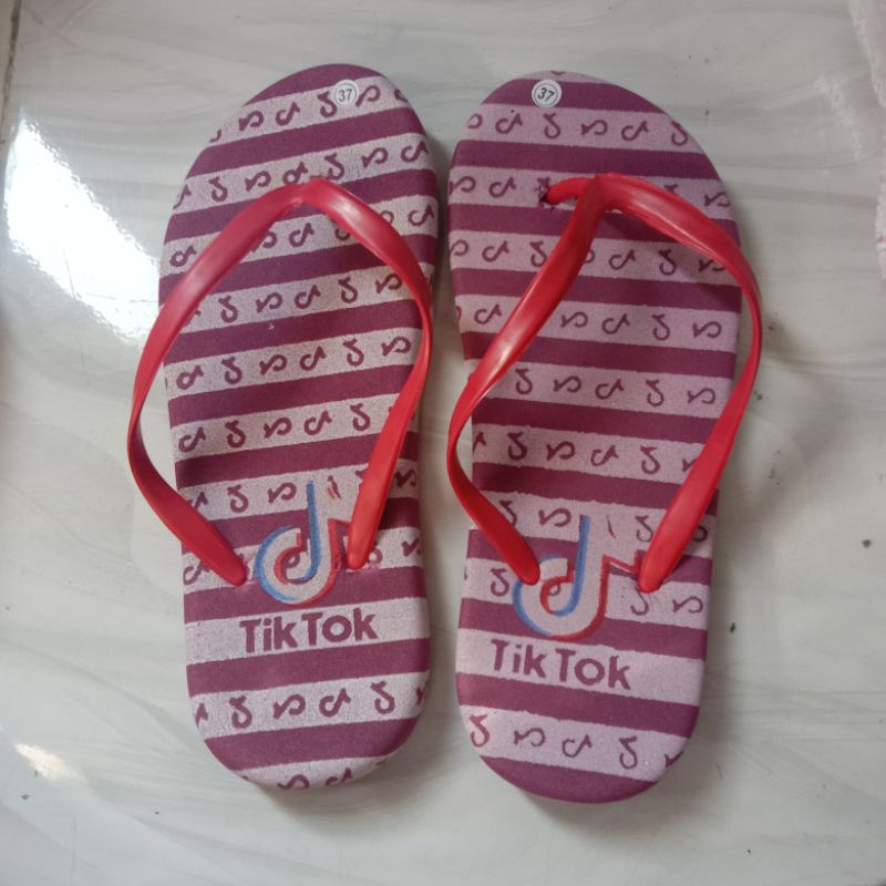 sandal jepit spon maron tiktok, sandal murah, sandal wanita