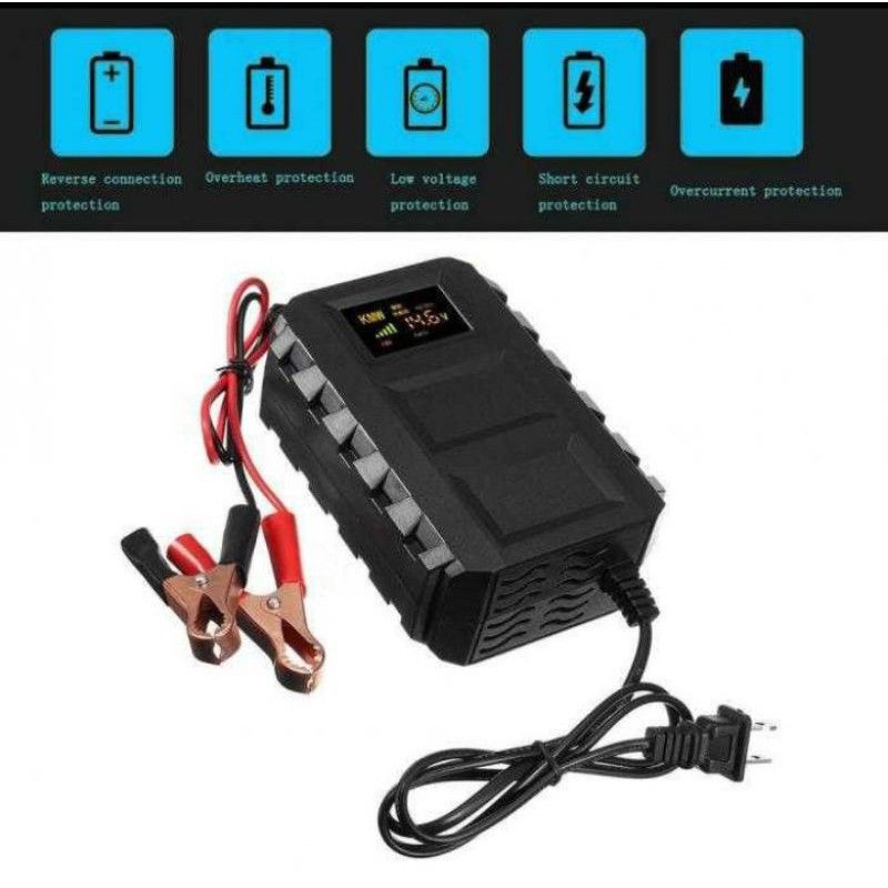 Cas aki mobil truk motor 12 volt 20A Otomatis / smart fash charger aki 12V 20A / intelegent chip indikator LCD / LED casan aki basah kering litium cell hybrid