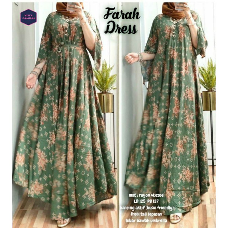 Gamis Terbaru - Dress Rayon Ld 125 - Farah Dress