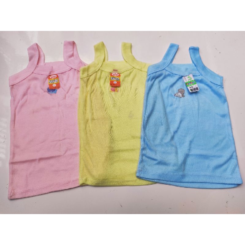 3 pcs Singlet Bayi Anak Perempuan 1-5 Tahun Tanktop Kutung Gondil Atau Kaos Dalam Warna Motif Bordir Dan Polos