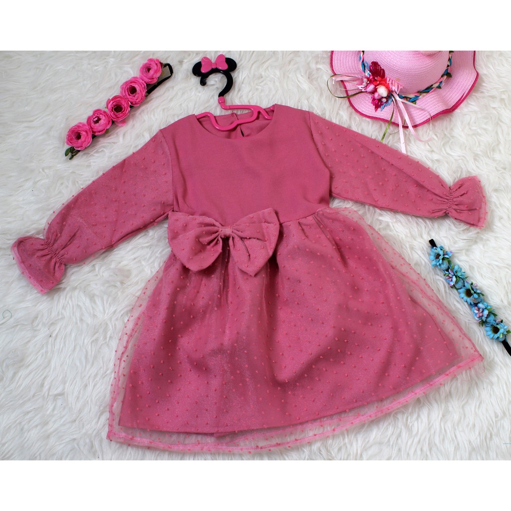 Kids Vanila/Baju Asimetris Anak Perempuan Midi Dress Organdi IMPORT Bahan Moscrepe Untuk Usia 4 Tahun Sampai 6 Tahun