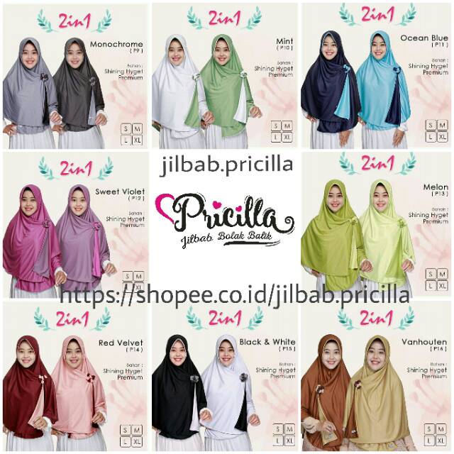 JILBAB INSTAN BOLAK BALIK PRICILLA ORIGINAL PAD-2