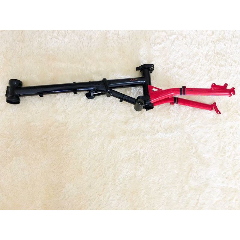 Frame Fnhon Gust Batman dan Handlepost HP Wayang Discbrake sepeda lipat hitam merah not nakula