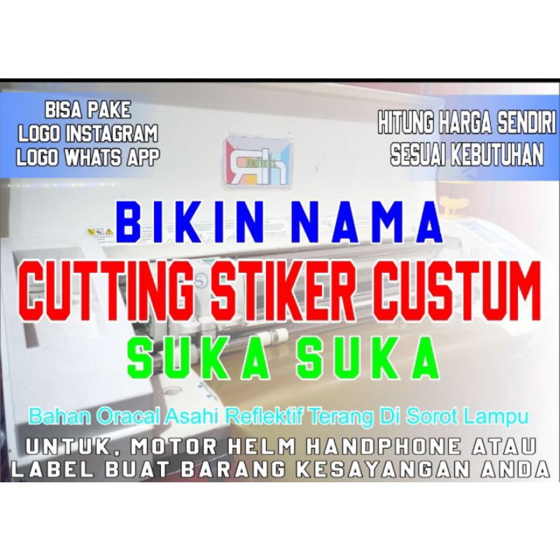 

STIKER CUTTING NAMA CUSTOM SATU TERLARIS maksimal 1.5 cmx 12cm (TARIK OTOMATIS )
