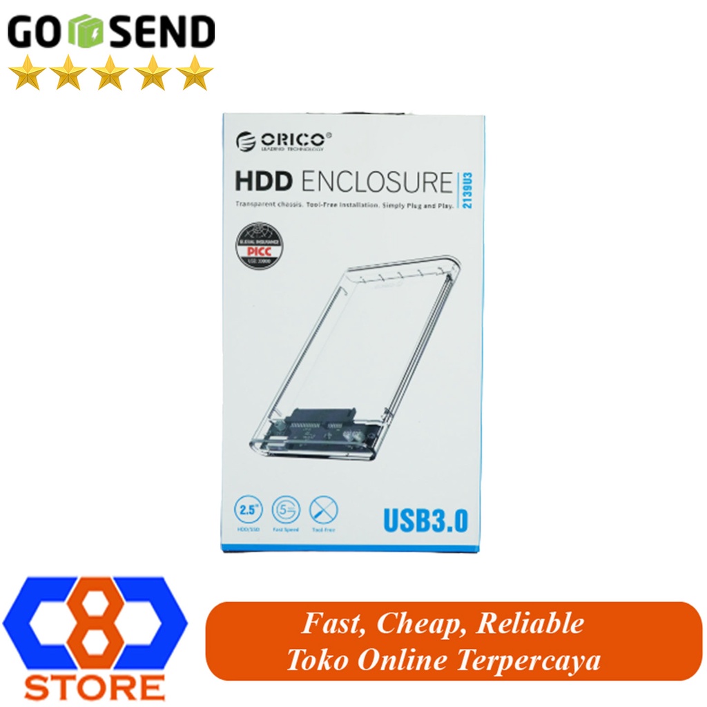 BOX HARDDISK CASING HARDDISK ORICO 2139U3 USB 3.0 TRANSPARAN ORIGINAL