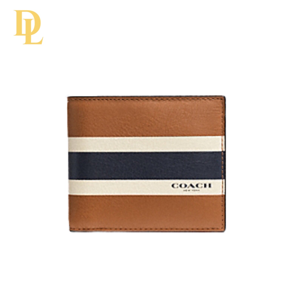 (READY STOCK) Coach Compact ID Wallet In Varsity Calf (75086)