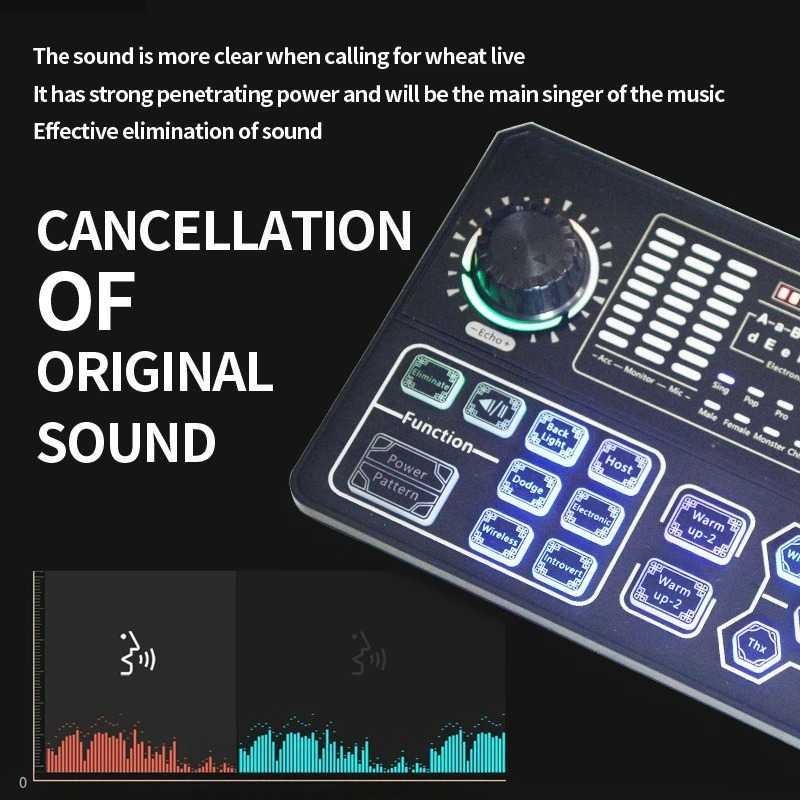 Mixer Sound Card Bluetooth Portable Live Broadcast Karaoke - P5 - Black