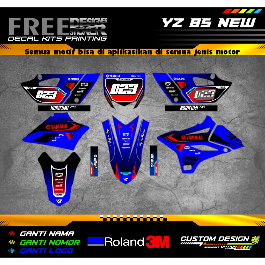 Decal Stiker Motor Yamaha YZ 85 New Custom WS039