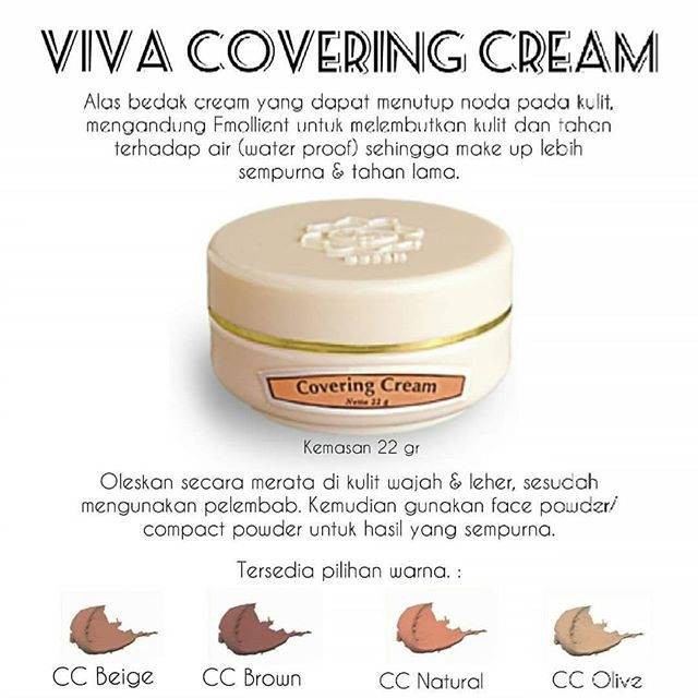 ❤ BELIA ❤ Viva Covering Cream Alas Bedak warna Natural / Olive / Beige / Brown 22g