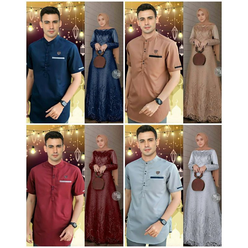 BAJU COUPLE GAMIS BROKAT BUSUI AURA GOWN GAUN PESTA JUMBO L XL XXL