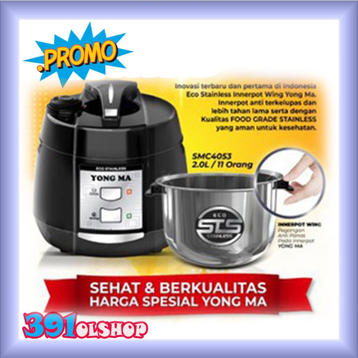 YONG MA Magic Com SMC-4053 Hitam Eco Stainless Inner Pot