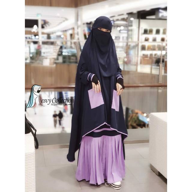 gamis syari dan khimar set syar'i Hafsah set by resvy_collection