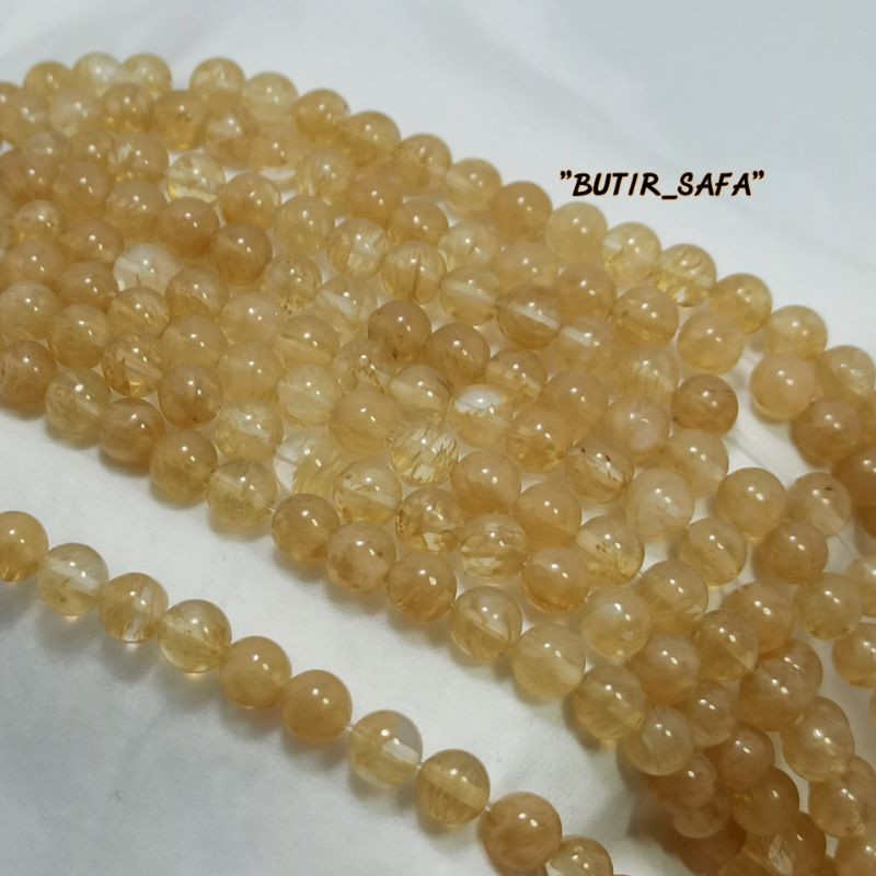 MANIK BATU GOLD RUTILLE RAMBUT SENDANA 6MM KUARSA BULAT BAHAN GELANG TASBIH