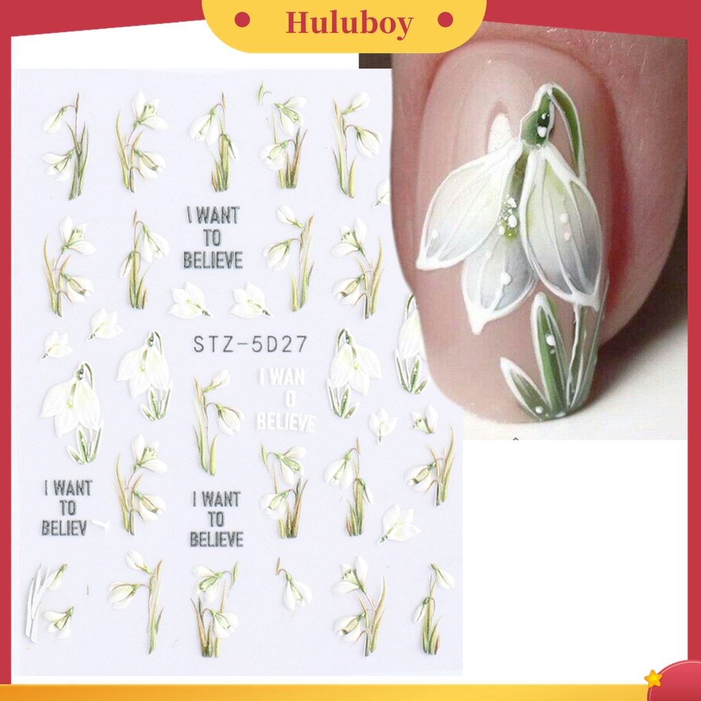 Huluboy Huluboy♡ Stiker Kuku 5D Efek Kertas Tiga Dimensi Desain Tulip Untuk Salon