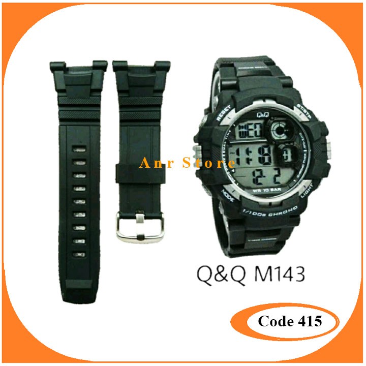 Strap Tali Jam Tangan Q&amp;Q QNQ QQ M143 M-143 M 143 Hitam