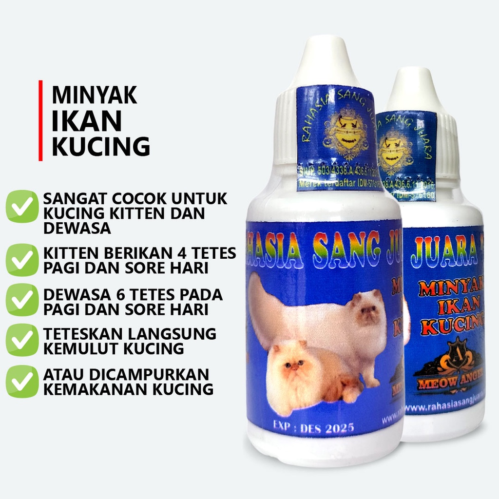 MINYAK IKAN KUCING Untuk Bulu Fish Oil Kucing Cair