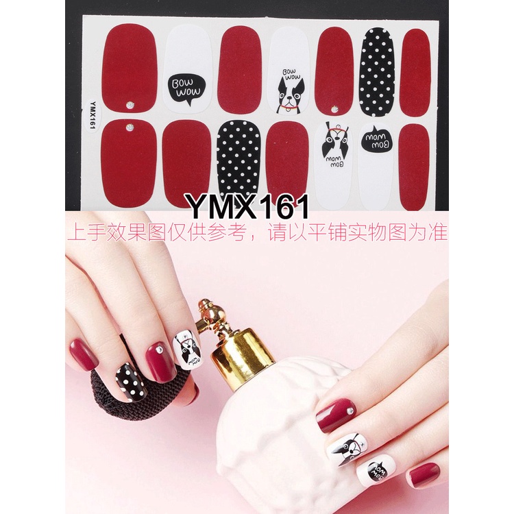 Ymx 14pcs / set Stiker Kuku Motif Kartun Grafiti / Leopard Aksen Glitter Anti Air Untuk Nail Art / Manicure YMX4